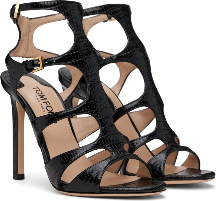 TOM FORD Black Tejus Paradis Heeled Sandals - Image 4