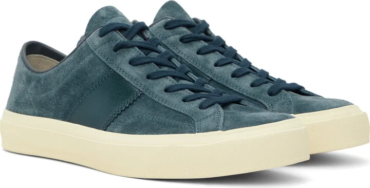 TOM FORD Blue Suede Cambridge Sneakers - Image 4