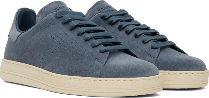 TOM FORD Blue Suede Warwick Sneakers - Image 4