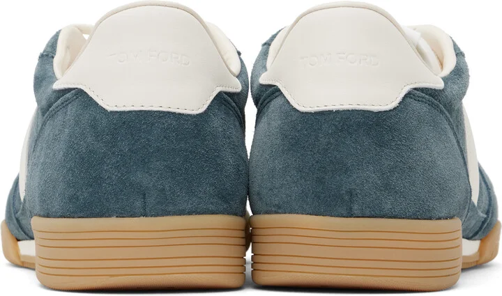 TOM FORD Blue & White Suede Terence Sneakers - Image 2