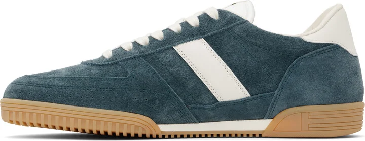 TOM FORD Blue & White Suede Terence Sneakers - Image 3