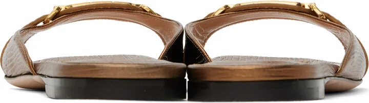 TOM FORD Bronze Stamped Lizard Leather Slides - Image 2