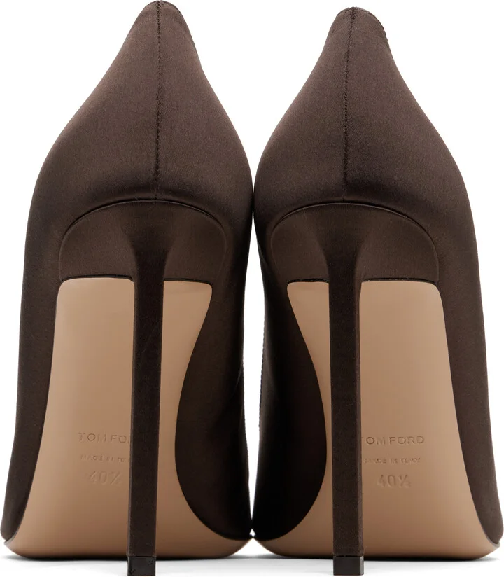 TOM FORD Brown Satin Betty Heels - Image 2