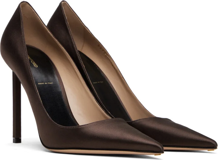 TOM FORD Brown Satin Betty Heels - Image 4