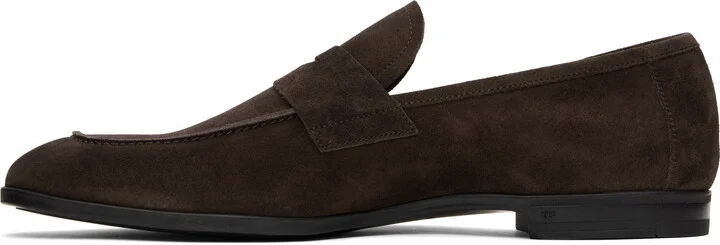 TOM FORD Brown Suede Sean Twisted Band Loafers - Image 3