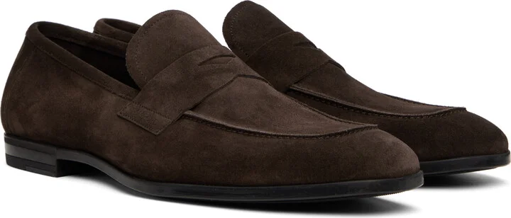 TOM FORD Brown Suede Sean Twisted Band Loafers - Image 4