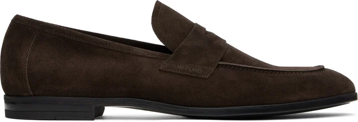 TOM FORD Brown Suede Sean Twisted Band Loafers