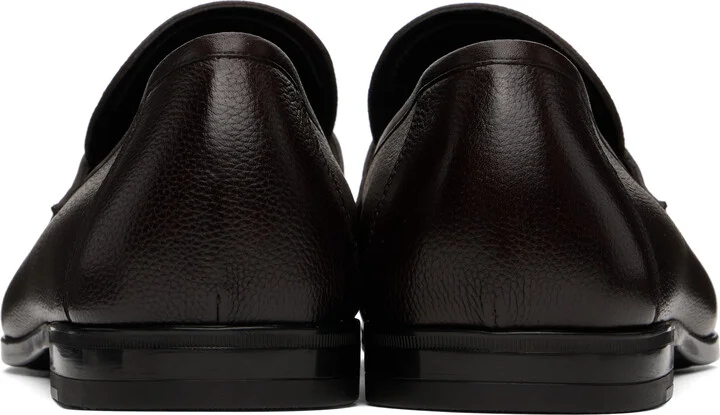 TOM FORD Brown Supple Grain Leather Sean Penny Loafers - Image 2