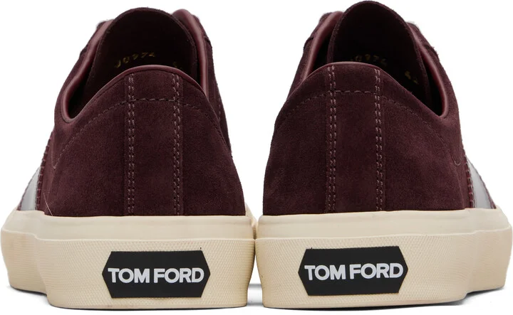 TOM FORD Burgundy Suede Cambridge Sneakers - Image 2