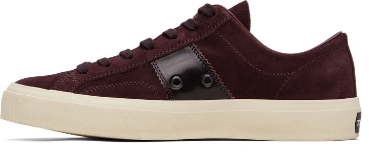 TOM FORD Burgundy Suede Cambridge Sneakers - Image 3