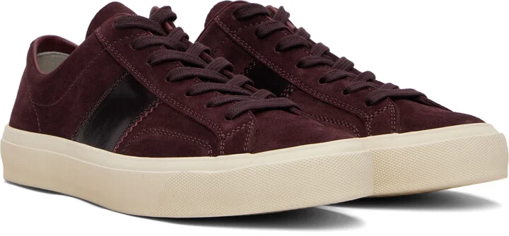 TOM FORD Burgundy Suede Cambridge Sneakers - Image 4