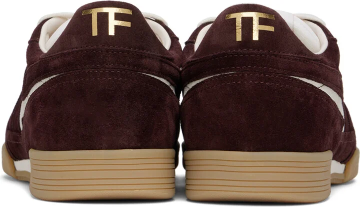 TOM FORD Burgundy Suede Jackson Sneakers - Image 2