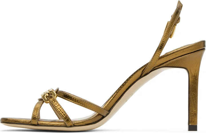 TOM FORD Copper Lizard Heeled Sandals - Image 3