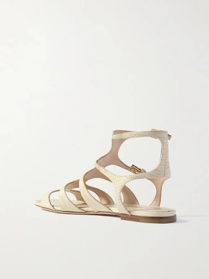 TOM FORD - Croc-effect Leather Sandals - Ivory - Image 3
