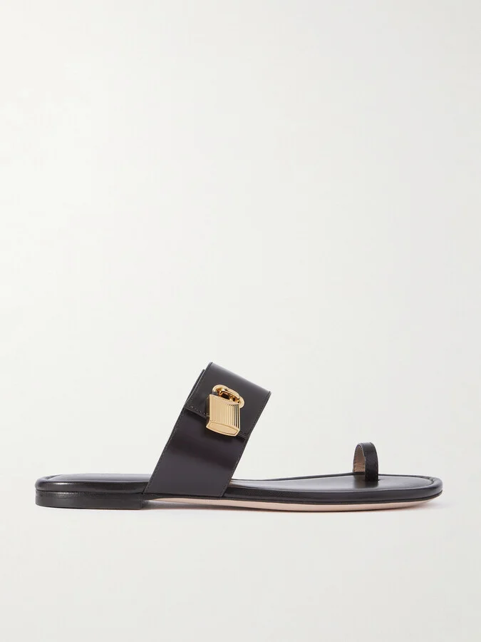TOM FORD - Embellished Leather Flats - Brown
