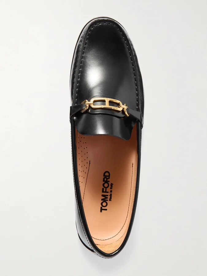 TOM FORD - Embellished Leather Loafers - Black - Image 5