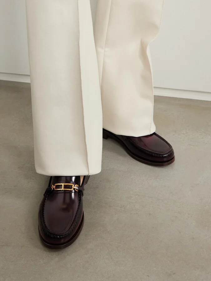 TOM FORD - Embellished Leather Loafers - Burgundy - Image 2