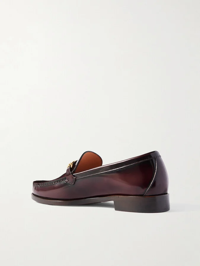 TOM FORD - Embellished Leather Loafers - Burgundy - Image 3