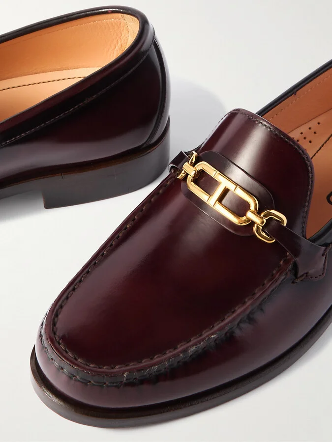 TOM FORD - Embellished Leather Loafers - Burgundy - Image 4
