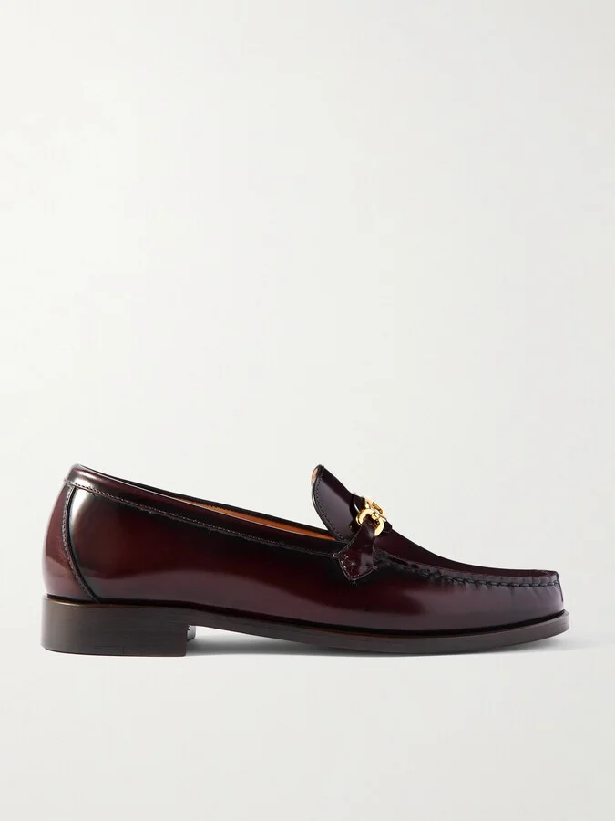 TOM FORD - Embellished Leather Loafers - Burgundy