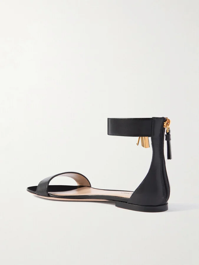 TOM FORD - Embellished Leather Sandals - Black - Image 3