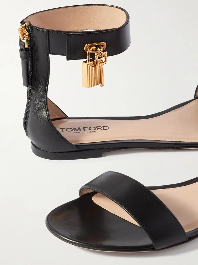 TOM FORD - Embellished Leather Sandals - Black - Image 4