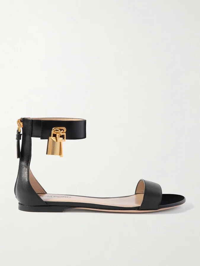 TOM FORD - Embellished Leather Sandals - Black
