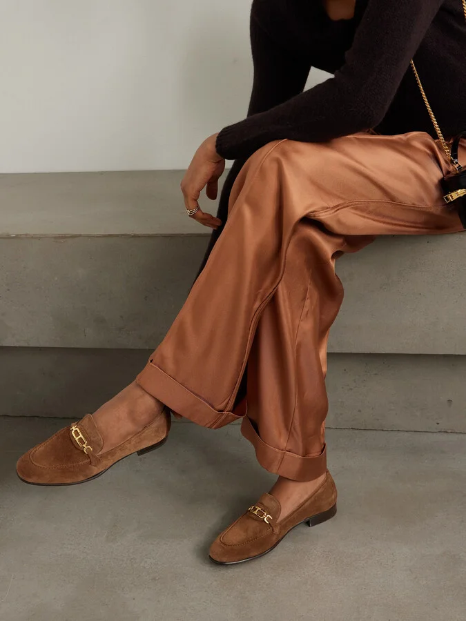 TOM FORD - Embellished Suede Loafers - Brown - Image 2