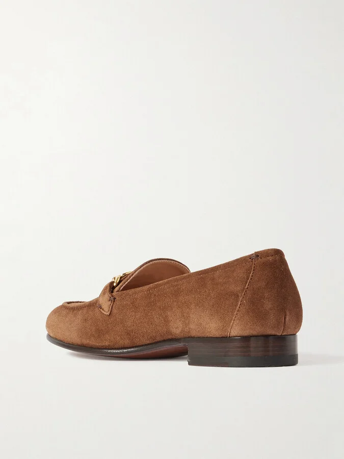 TOM FORD - Embellished Suede Loafers - Brown - Image 3