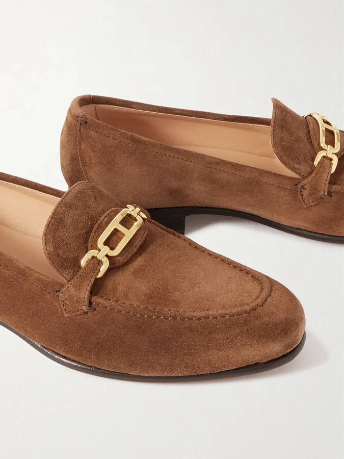 TOM FORD - Embellished Suede Loafers - Brown - Image 4