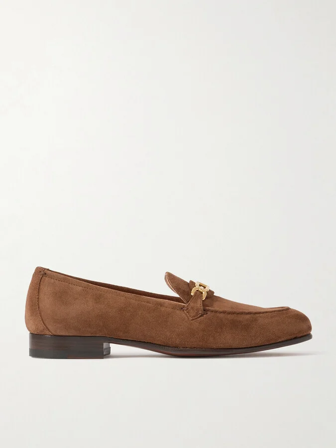 TOM FORD - Embellished Suede Loafers - Brown
