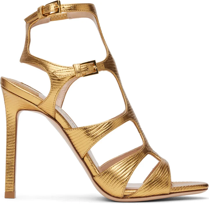 TOM FORD Gold Lizard Paradis Heeled Sandals