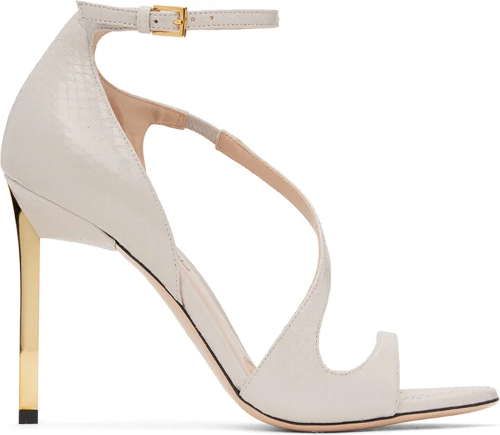 TOM FORD Gray Shiny Ayers Heeled Sandals