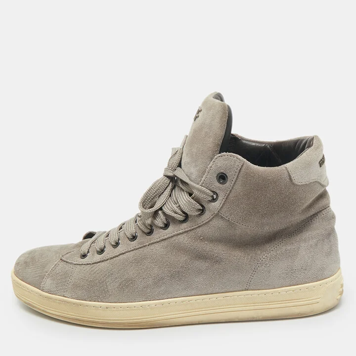 Tom Ford Grey Suede Russell High Top Sneakers Size 45