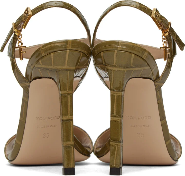 TOM FORD Khaki Glossy Heeled Sandals - Image 2