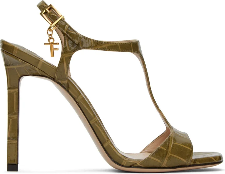 TOM FORD Khaki Glossy Heeled Sandals