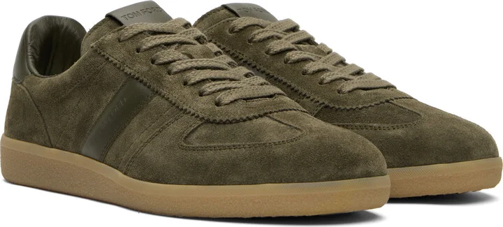 TOM FORD Khaki Suede Archer Sneakers - Image 4