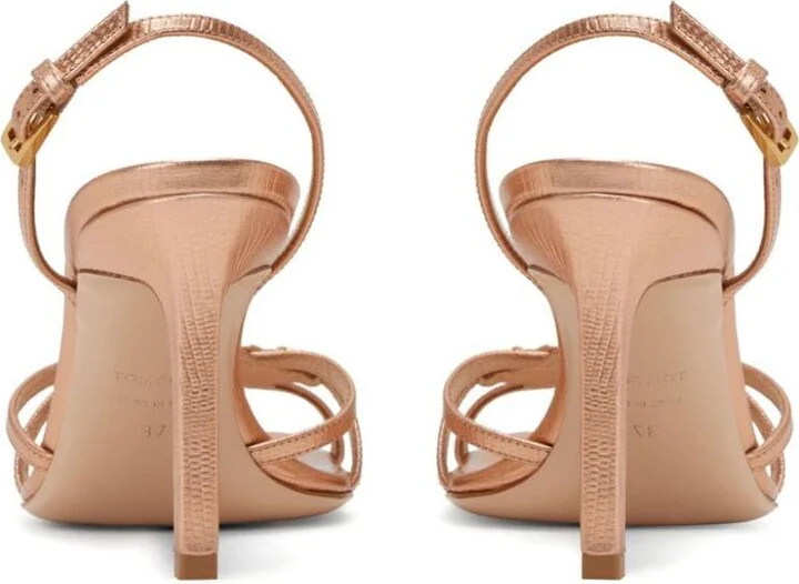 Tom Ford Laminated Lizard Print Sandals Shoes - Image 5