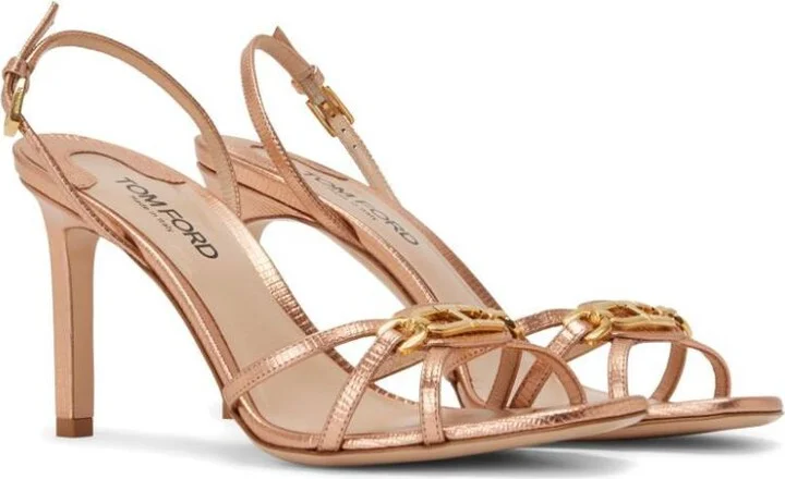 Tom Ford Laminated Lizard Print Sandals Shoes - Image 6