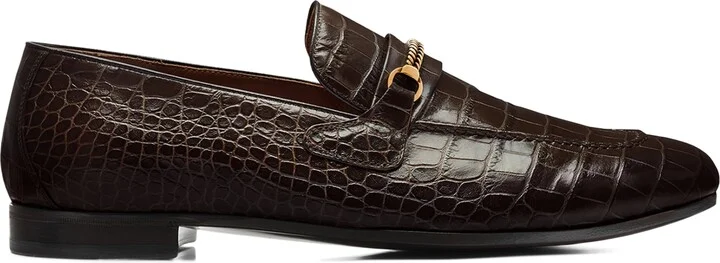 Tom Ford Leather Croc-Embossed Gigi Loafers