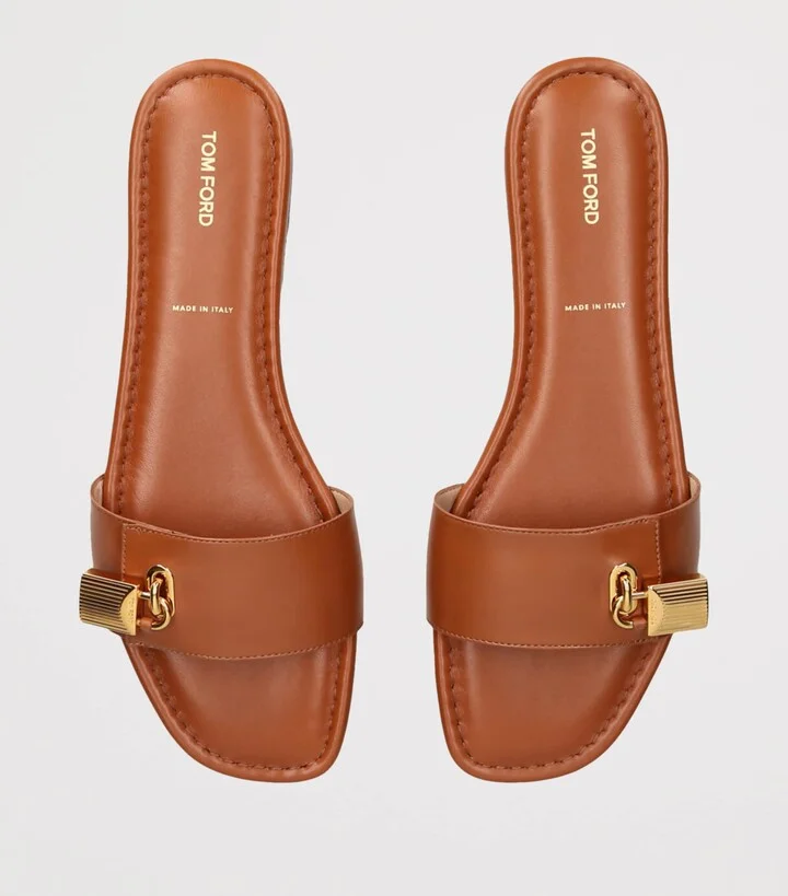 Tom Ford Leather Padlock-Detail Slides - Image 4