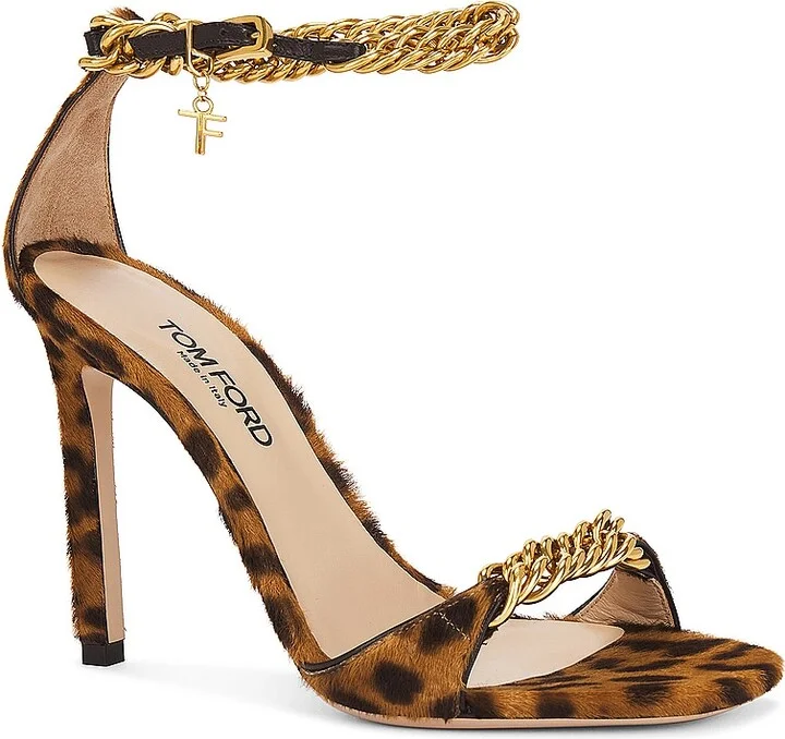 TOM FORD Leopard Print Zenith 105mm Sandal in Brown - Image 2