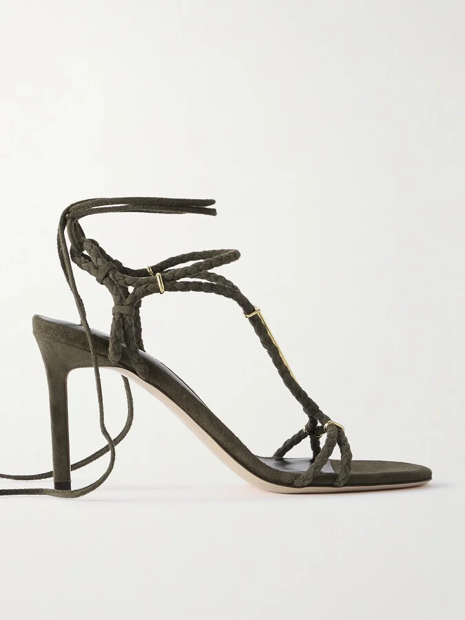 TOM FORD - Lily Embellished Braided Suede Sandals - Green