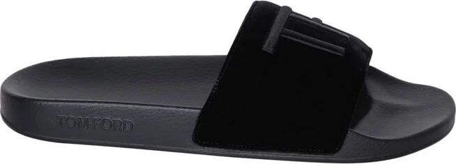 Tom Ford Logo Embroidered Slip-On Sandals