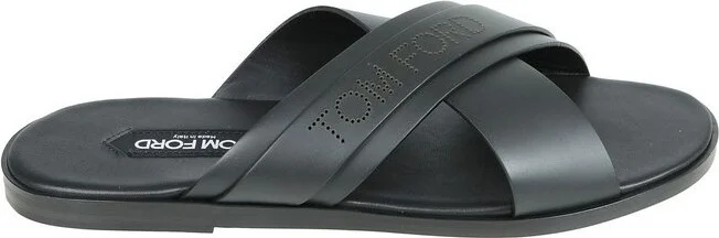 Tom Ford Logo Perforated Open Toe Sandals