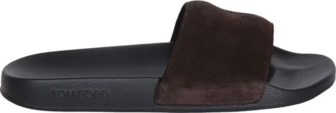 Tom Ford Logo-Perforated Open-Toe Slides