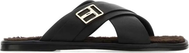 Tom Ford Logo Plaque Crossover Strap Sandals