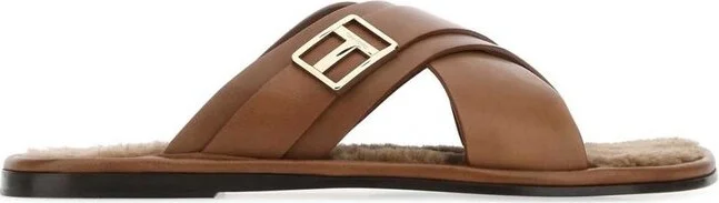 Tom Ford Logo Plaque Crossover Strap Sandals