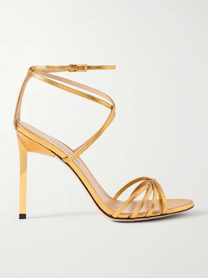 TOM FORD - Metallic Lizard-effect Leather Sandals - Gold