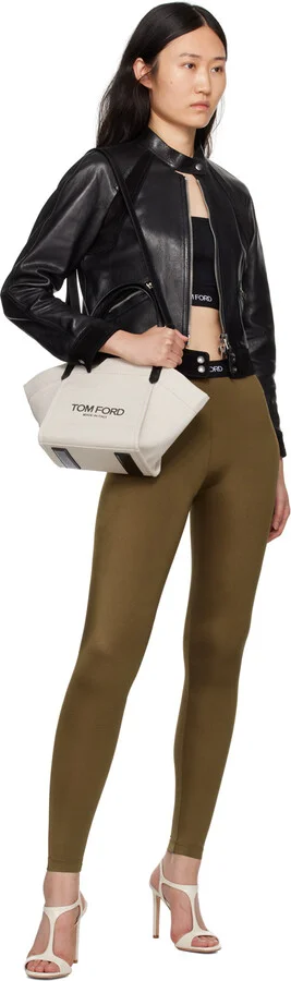 TOM FORD Off-White Glossy Stamped Crocodile Leather Angelina Sandals - Image 5